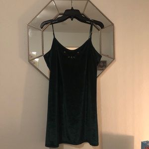 Velvet green slip dress